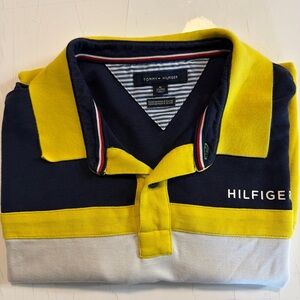 Tommy Hilfiger Men’s Colorblock Polo in Navy, Yellow & White